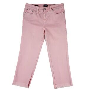 NYDJ Capri Pants Women 8 Pink Dyed Lift Tuck Technology Raw Hem Slim Fit Casual